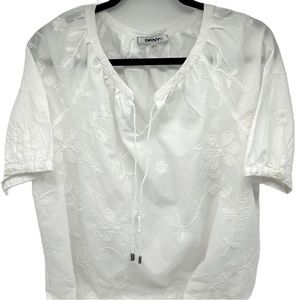 Vintage DKNYC White Cotton Floral Shirt